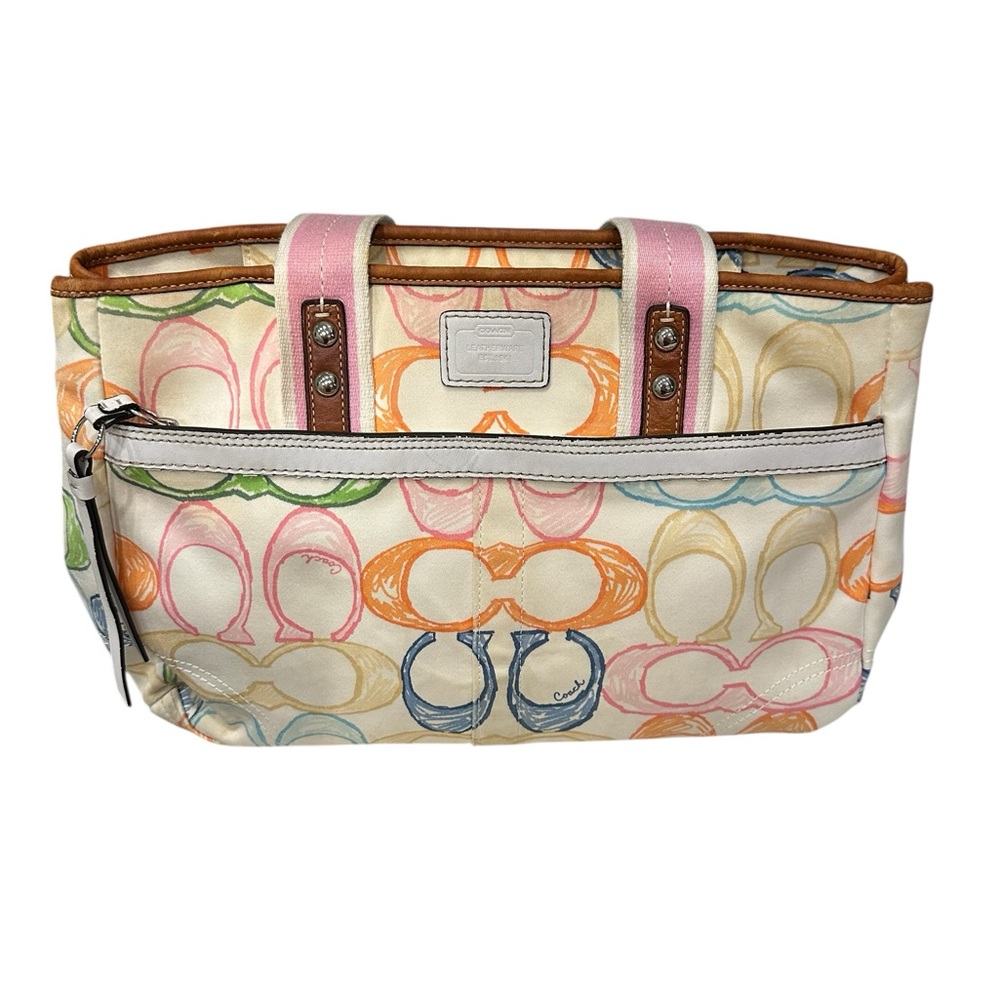 Coach Vintage Hampton Scribble Multicolor Signature Tote with Pink Handles 
2007 - Picture 4 of 17